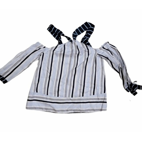 Anthropologie by Adelyn Rae Halter cold shoulder striped Top sz XS - Picture 1 of 7